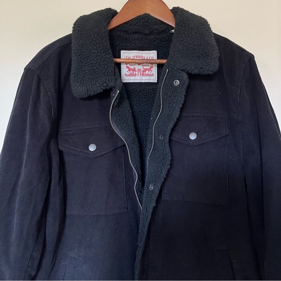 Levi's Mens LM8RC530 Black Long Sleeve Collared Trucker Jacket Size Large - Picture 2 of 7
